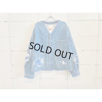 画像1: SEVESKIG Indigo No-Collar Engineer Jkt