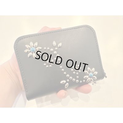 画像1: TMT INDIGO LEATHER STADS WALLET(MIDDLE)