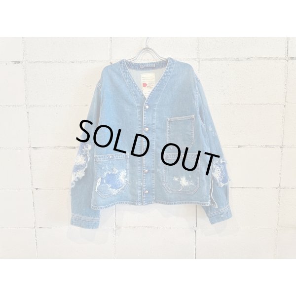 画像1: SEVESKIG Indigo No-Collar Engineer Jkt (1)